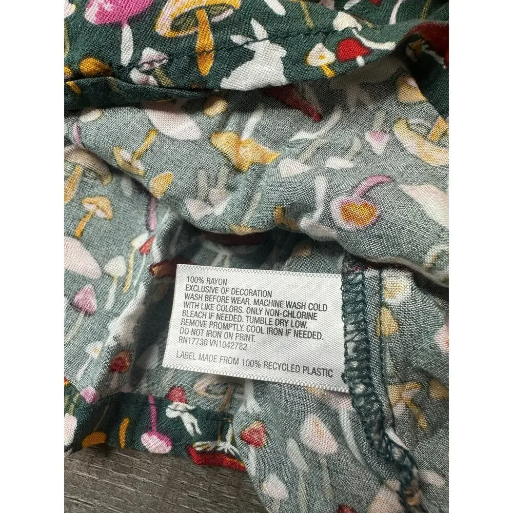 Osh Kosh Genuine Kids Green Colorful Mushroom Long Sleeve Flare Top 12 months